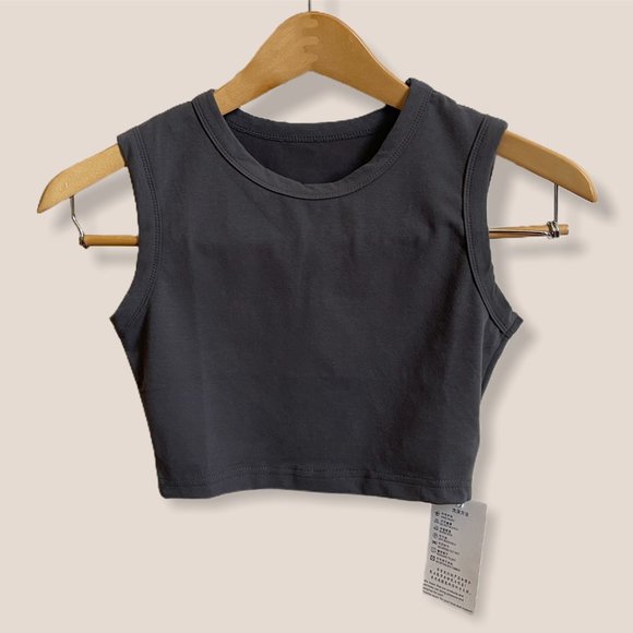 Bradely Michelle Other - Petite Charcoal Cotton Sleeveless Cropped Tank Top